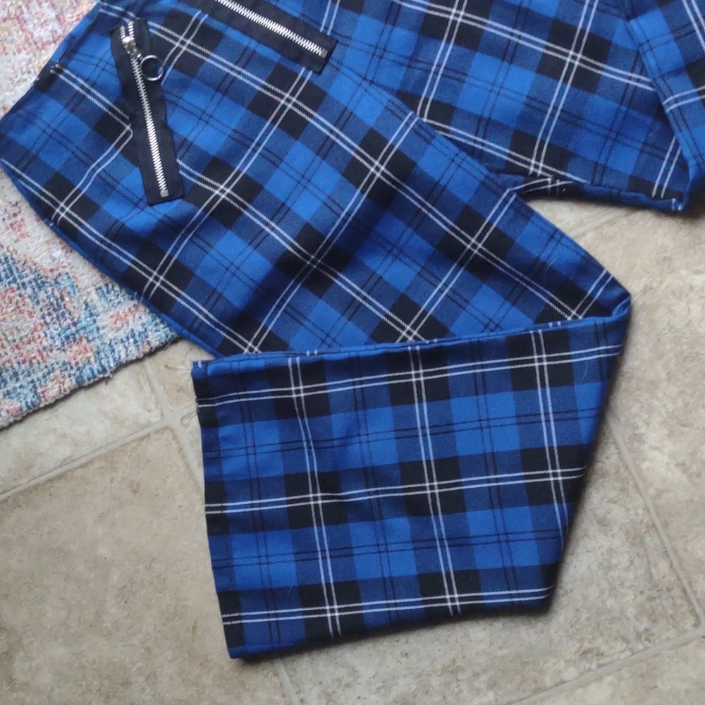 UO 💀 | Ragged Priest Blue Plaid Checkered Pants - Picture 4 of 6